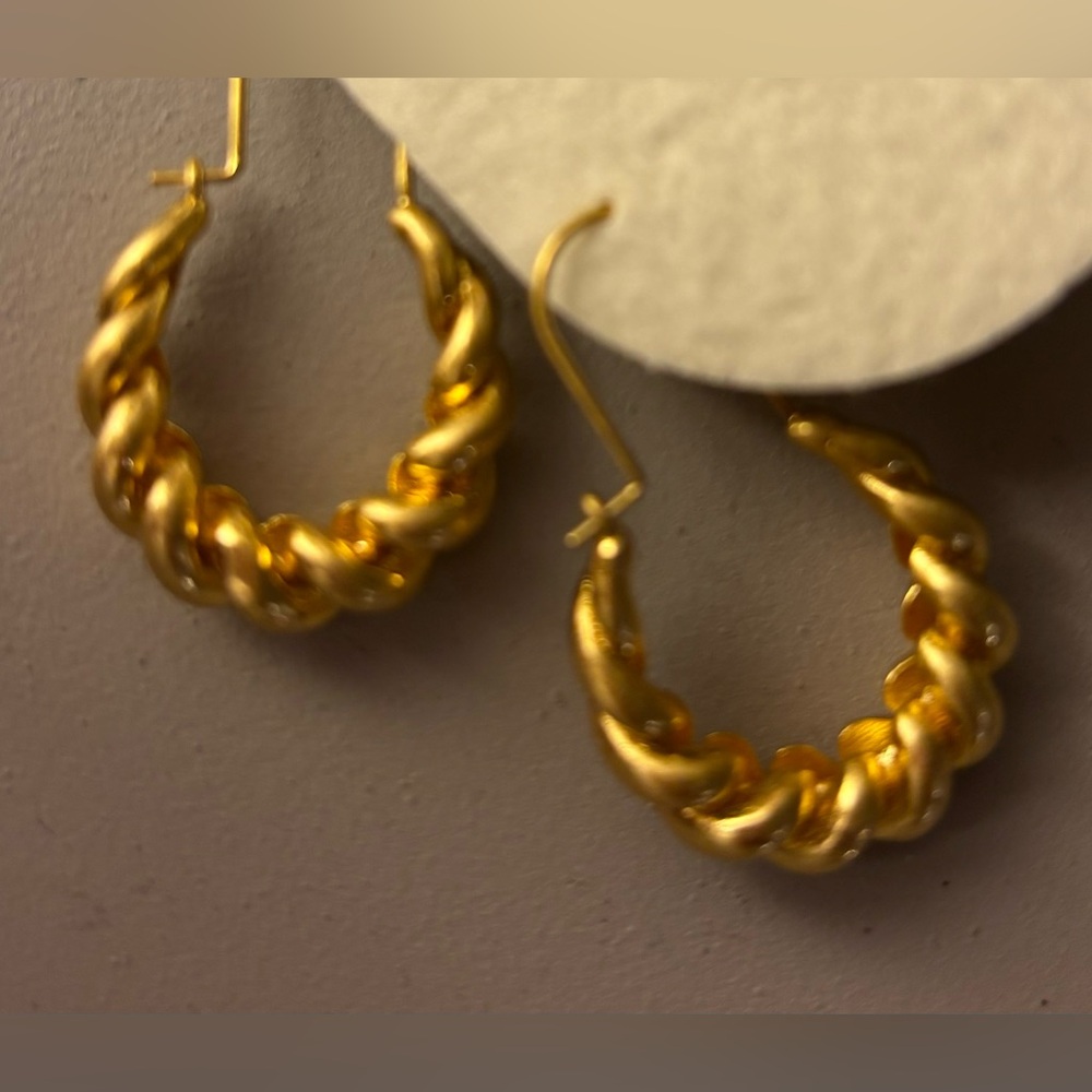 Free People Gold Plated Twist Hoops NWT